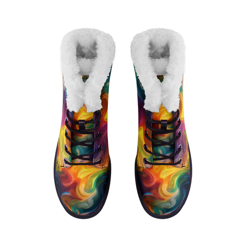 Rainbow Clouds Lace Up Winter Boots